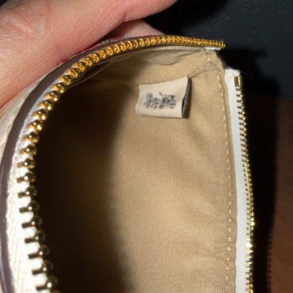 Coach White Strawberry Print Wristlet with Gold Logo - Picture 5 of 8